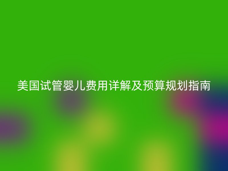 美国试管婴儿费用详解及预算规划指南