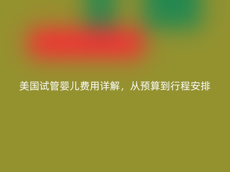 美国试管婴儿费用详解，从预算到行程安排